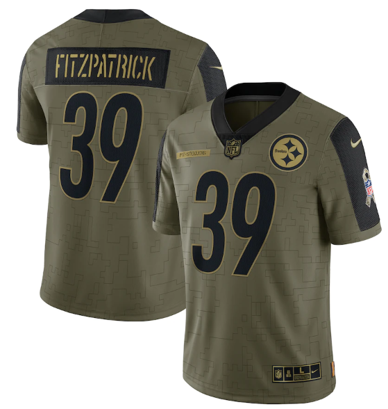Men's Pittsburgh Steelers #39 Minkah Fitzpatrick 2021 Olive Salute To Service Limited Stitched Jersey Men's Pittsburgh Steelers #39 Minkah Fitzpatrick 2021 Olive Salute To Service Limited Stitched Jersey